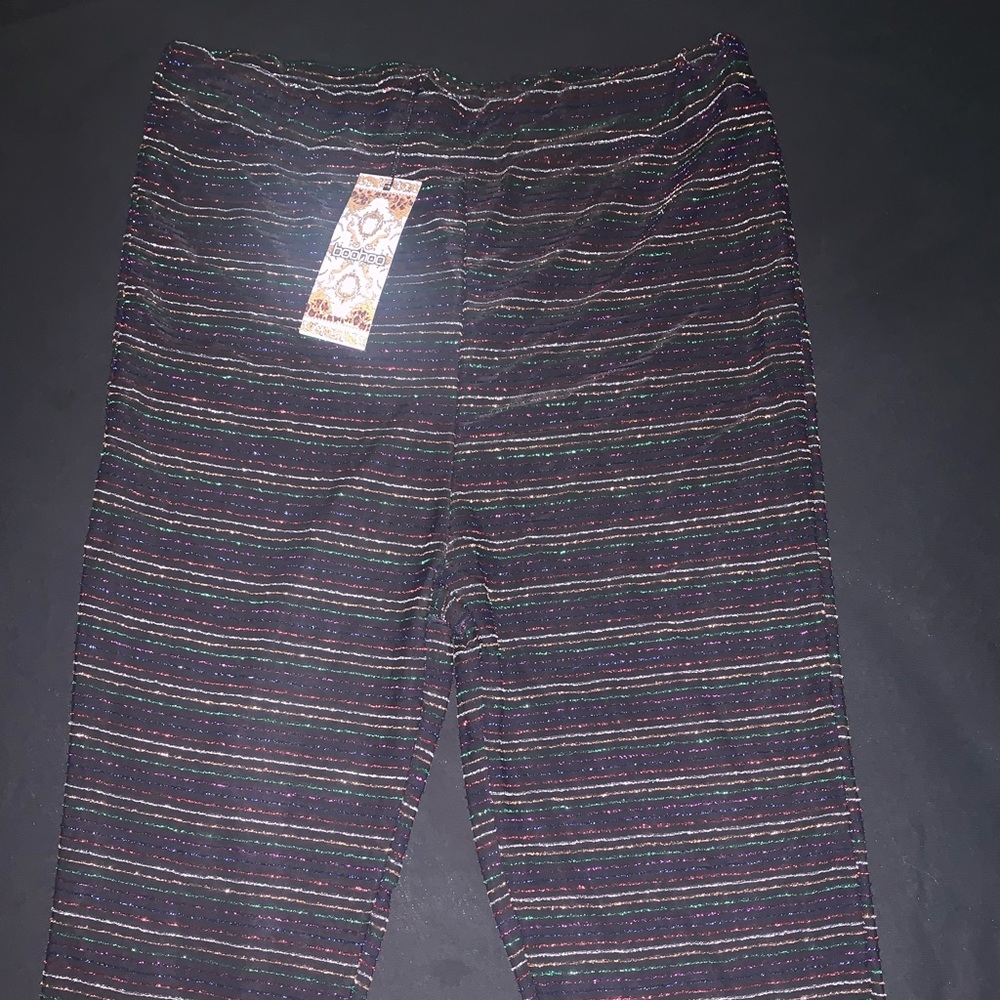 Metallic Rainbow Stripe Skinny Trousers